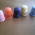 Lot 5 Vintage Plastic Thimbles Westinghouse Panama Beaver more