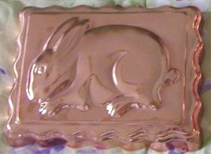 Vintage Copper Rabbit Mold Bunny Rectangle 6.5" x 8.5"