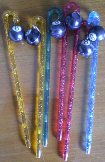 Vintage Swizzle Sticks Plastic 8 Ball Eight Billiards Pool Stirrer