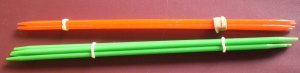 Double Point Knitting Needles 7" - Size 2 4 Plastic Red Green Vintage