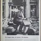 Vintage Qantas V Jets Woman On Motorcycle Scooter 1964 Trevi Fountain