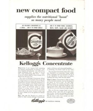 Kelloggs Concentrate Compact Food Cereal Vintage Ad 1961