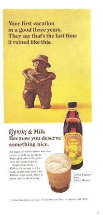Kahlua and Milk Coffee Licqueur Mexico Vintage Ad 1970