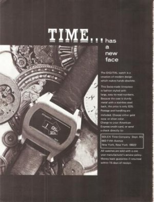 Solex Time Company Digital Watch Vintage Ad 1970