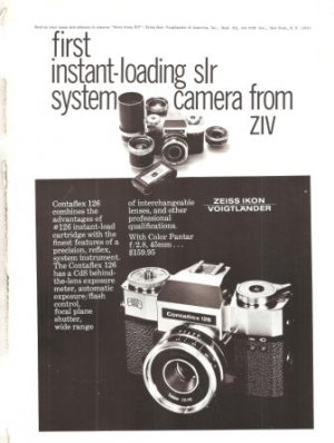 Contaflex 126 Zeiss Ikon Voigtlander Camera ZIV Vintage Ad 1968