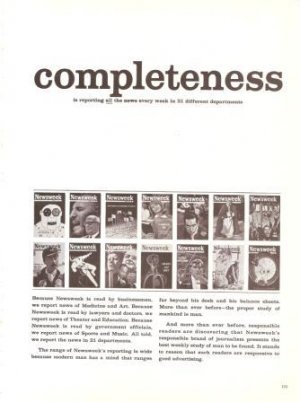 Newsweek Magazine Completeness Vintage Ad 1965