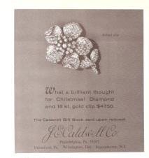 J E Caldwell Diamond 18k Gold Clip Vintage Ad 1965