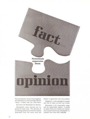 Newsweek Separates Fact Opinion Vintage Ad 1965