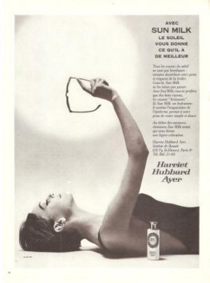 Avec Sun Milk Harriet Hubbard Ayer French Vintage Ad 1966
