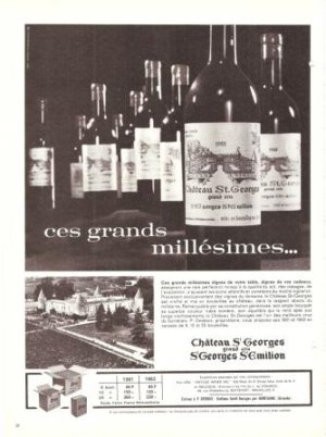 Chateau St Georges grand cru St Emilion French Vintage Ad 1965