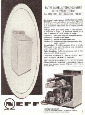 Neff Automatic Dishwasher French Vintage Ad 1965