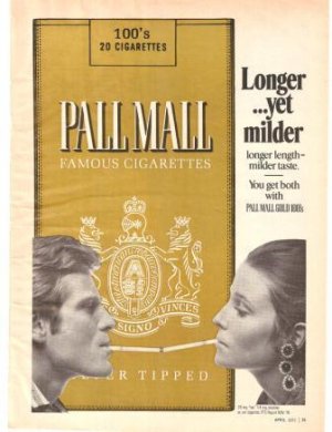 Pall Mall 100's Cigarettes Longer Yet Milder Vintage Ad 1971
