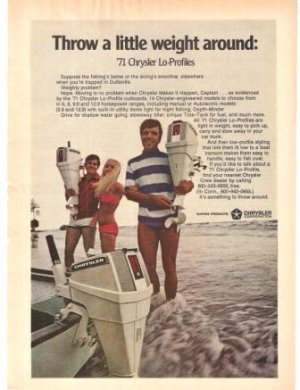 Chrysler Lo Profiles Outboard Depth Minder Boat Vintage Ad 1971