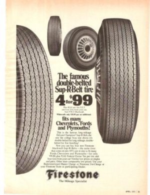 Firestone Sup-R-Belt Tire DeLuxe Champion Vintage Ad 1971