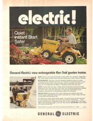 General Electric Elec Trak Garden Tractor GE Vintage Ad 1971