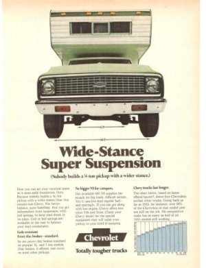 Chevrolet Pickup Chevy Wide Stance Super Suspension Vintage Ad 1971