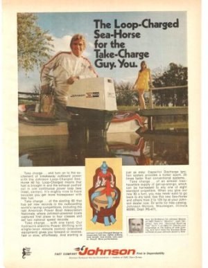 Johnson Loop Charged Sea Horse Outboard 60-hp Vintage Ad 1971