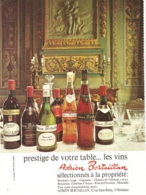 Adrien Bertaillan Wine Bottles Bordeaux Cabernet Gigondas French Vintage Ad 1966