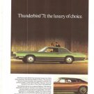 Thunderbird 71 Ford Green Luxury Car Vintage Ad June 1971