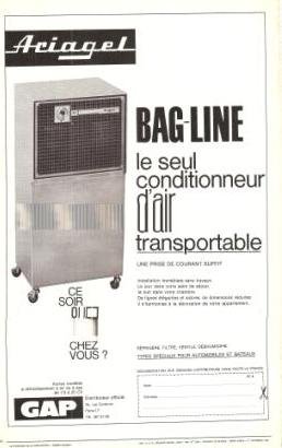 Ariagel Bag Line Airconditioner Filter Refrigerator Vintage Ad May 1966 French