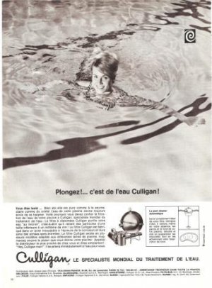 Culligan Water Filter Swimming Pool Vintage Ad 1966 French