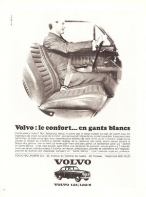Volvo le confort en gants blancs 121 122 S Vintage Ad April 1966 French
