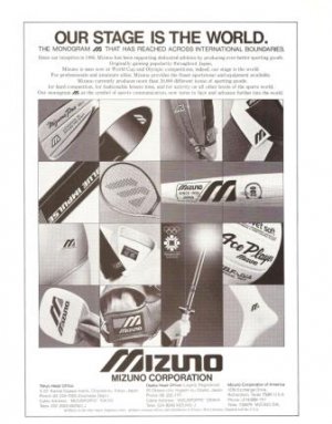 Mizuno Corporation Our Stage is the World Sporting Ahtletic Goods Vintage Ad 1984 Olympics