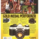 Canon AE-1 Camera Gold Medal Performer Vintage Ad 1984 Olympics