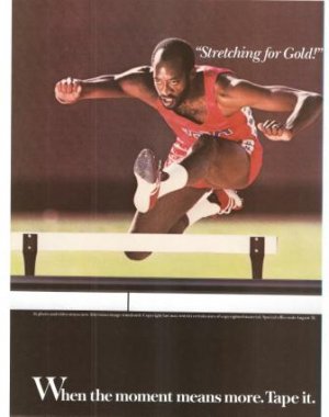 Kodak Video Cassette Tape Edwin Moses Moments of Gold 2-page Vintage Ad 1984 Olympics