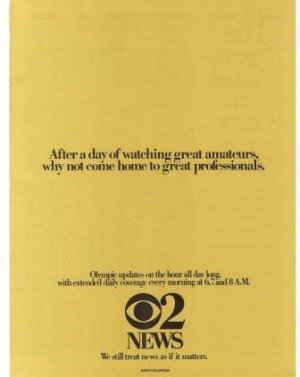 CBS 2 We Still Treat News As If It Matters Vintage Ad 1984 Olympics