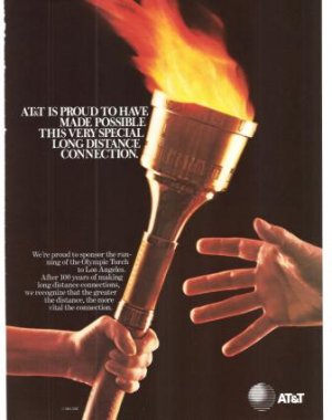 AT&T Long Distance Connection Olympic Torch Vintage Ad 1984 Olympics