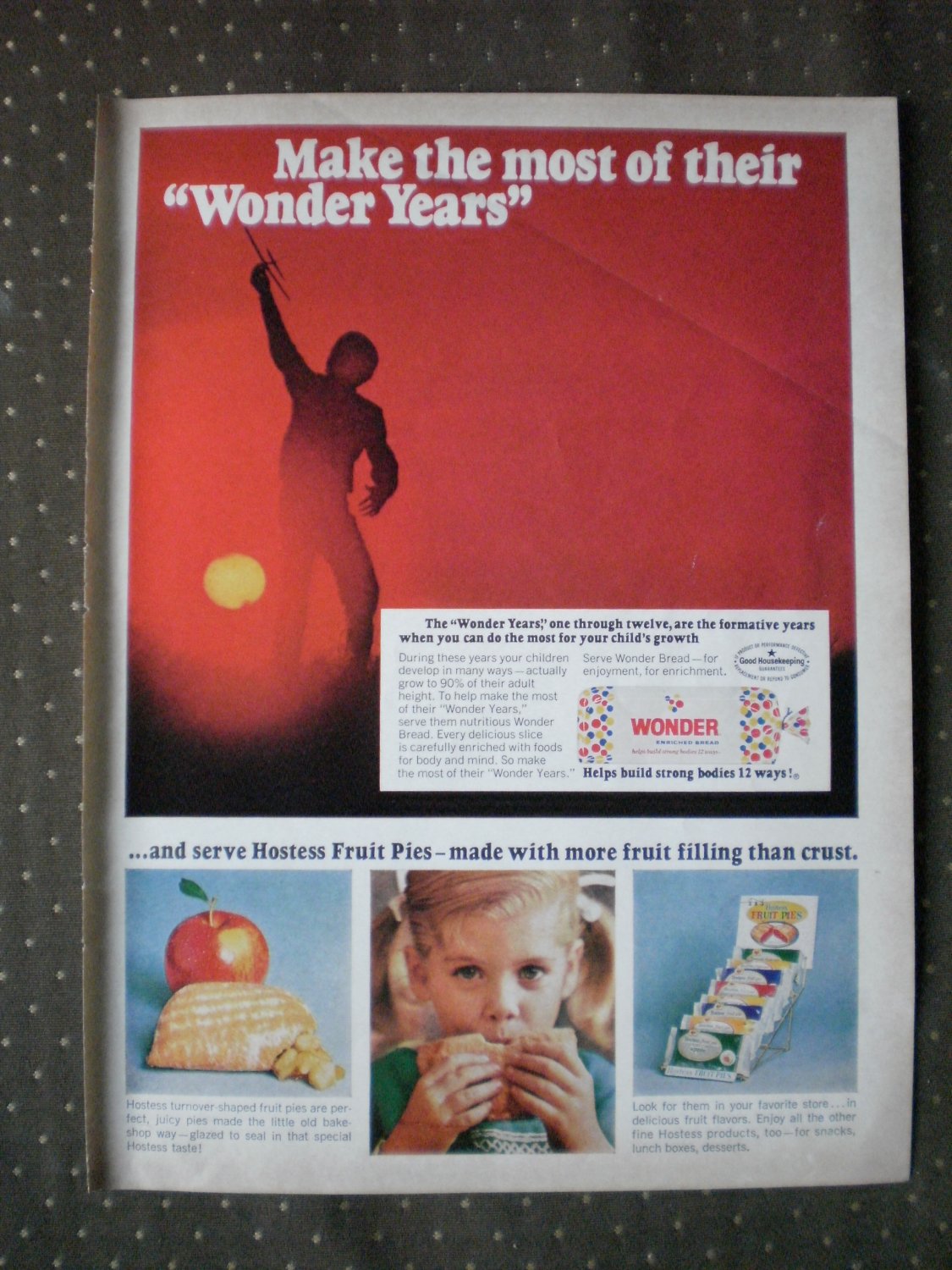 Wonder Years Bread Hostess Fruit Pies Vintage Ad 1968