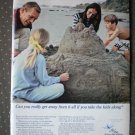 United Airlines Beach Family Sand Castle Vintage Ad 1968