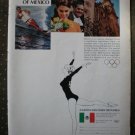 Mexico Charm Grace Olympics XIX Vintage Ad 1968