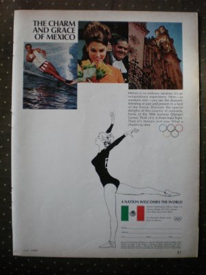 Mexico Charm Grace Olympics XIX Vintage Ad 1968
