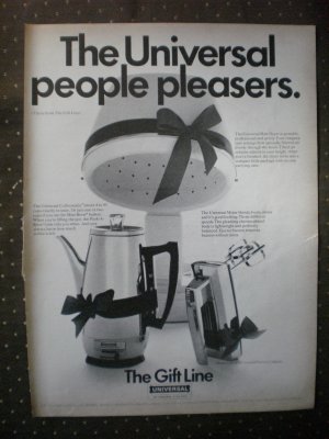 Universal Gift Line Coffeematic Mixer Hair Dryer 1968 Vintage Ad