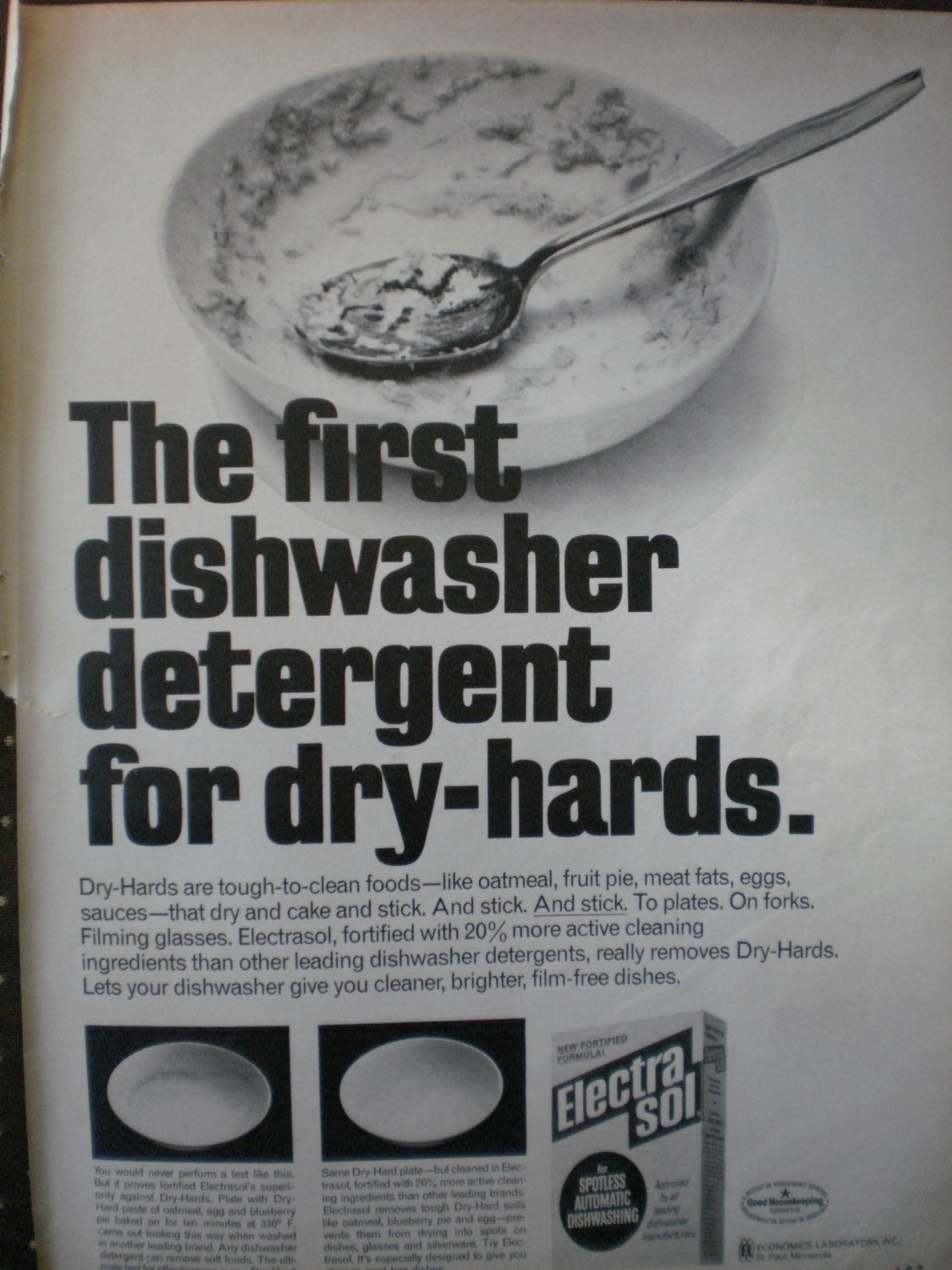 Electra Sol Automatic Dishwasher Detergent 1968 Vintage Ad