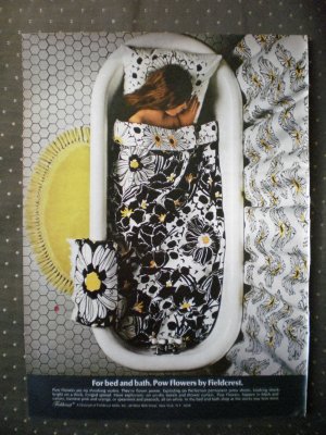 Fieldcrest Pow Flowers Sheets Bathtub Vintage Ad 1968