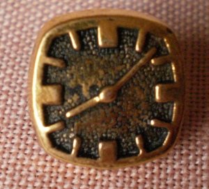 Clock Button Gold Square Small Plastic Lot 7 Watch Sewing Crafts