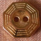 Sewing Button Octagon Gold 2-hole Lot 6 1.3mm Vintage