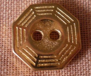Sewing Button Octagon Gold 2-hole Lot 6 1.3mm Vintage