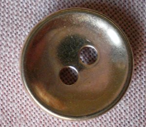 Sewing Button Round Plain Gold 2-hole Metal 15mm Lot 6