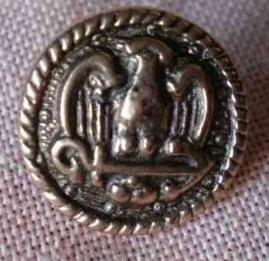Sewing Button Round Eagle Arrow Button Gold-Copper 1.3cm Self Shank Lot 6