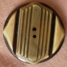 Large Green Yellow Brown Art Deco Button 2 hole Vintage