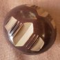 Large Plastic Button Geometric Brown Art Deco 3.3cm metal shank Carved