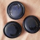 Large Plastic Button Blue Metal Shank Lot 3 Swirl