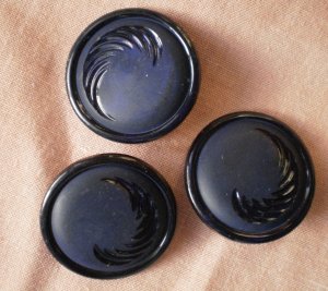 Large Plastic Button Blue Metal Shank Lot 3 Swirl