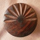 Large Wood Button Vintage Carved Metal Shank Sunburst Brown