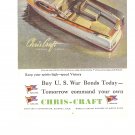 Chris Craft Express Cruiser US War Bonds Vintage Ad 1944