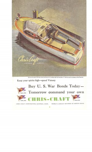 Chris Craft Express Cruiser US War Bonds Vintage Ad 1944